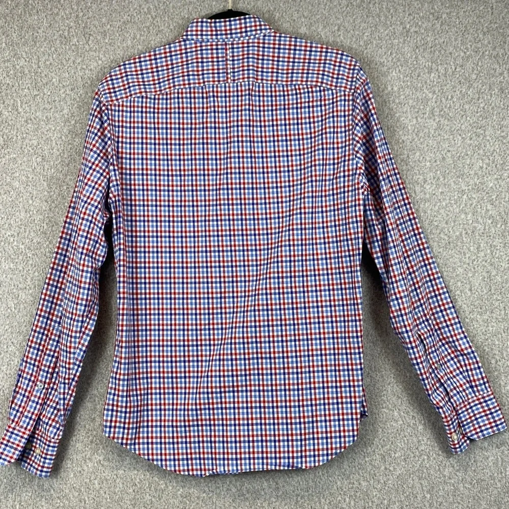 Banana Republic Grant fit gingham plaid button down shirt mens S oxford preppy